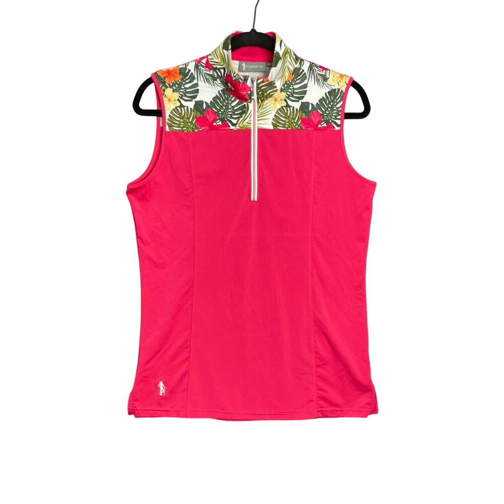 Glenmuir Tropical Print Sleeveless Golf Shirt Women’s Size Medium Performance